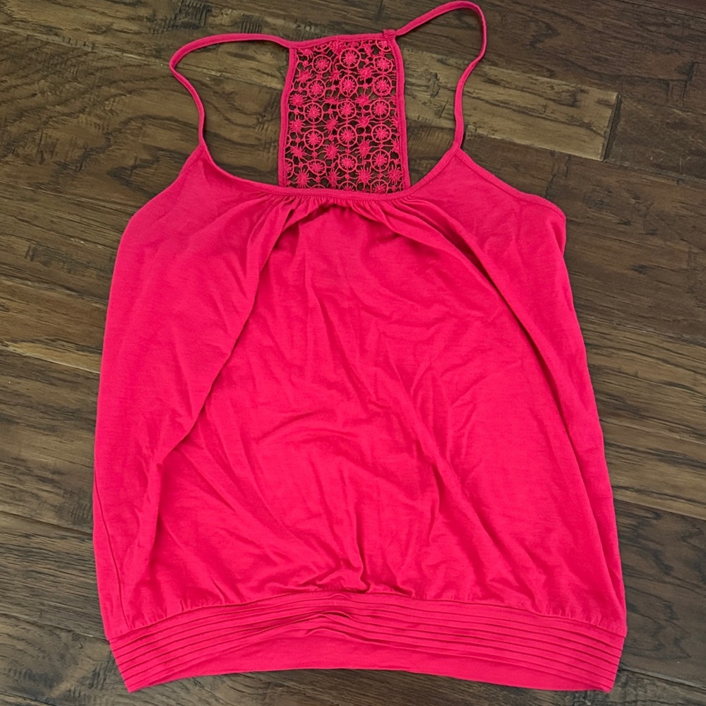 Women's Pink Lace Back Top